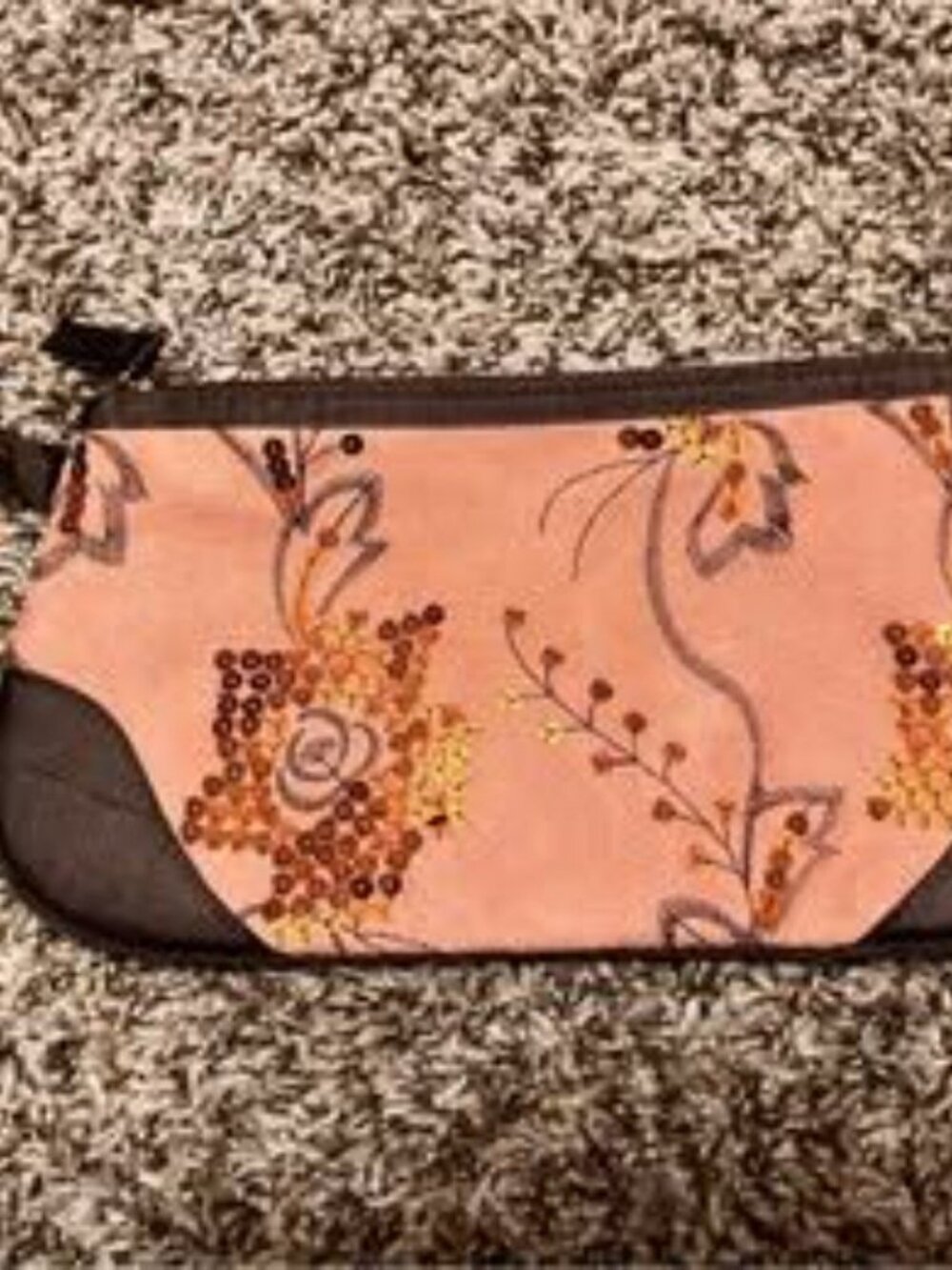 Rose Mauve & Brown Satin Suede With Sequins Wristlet